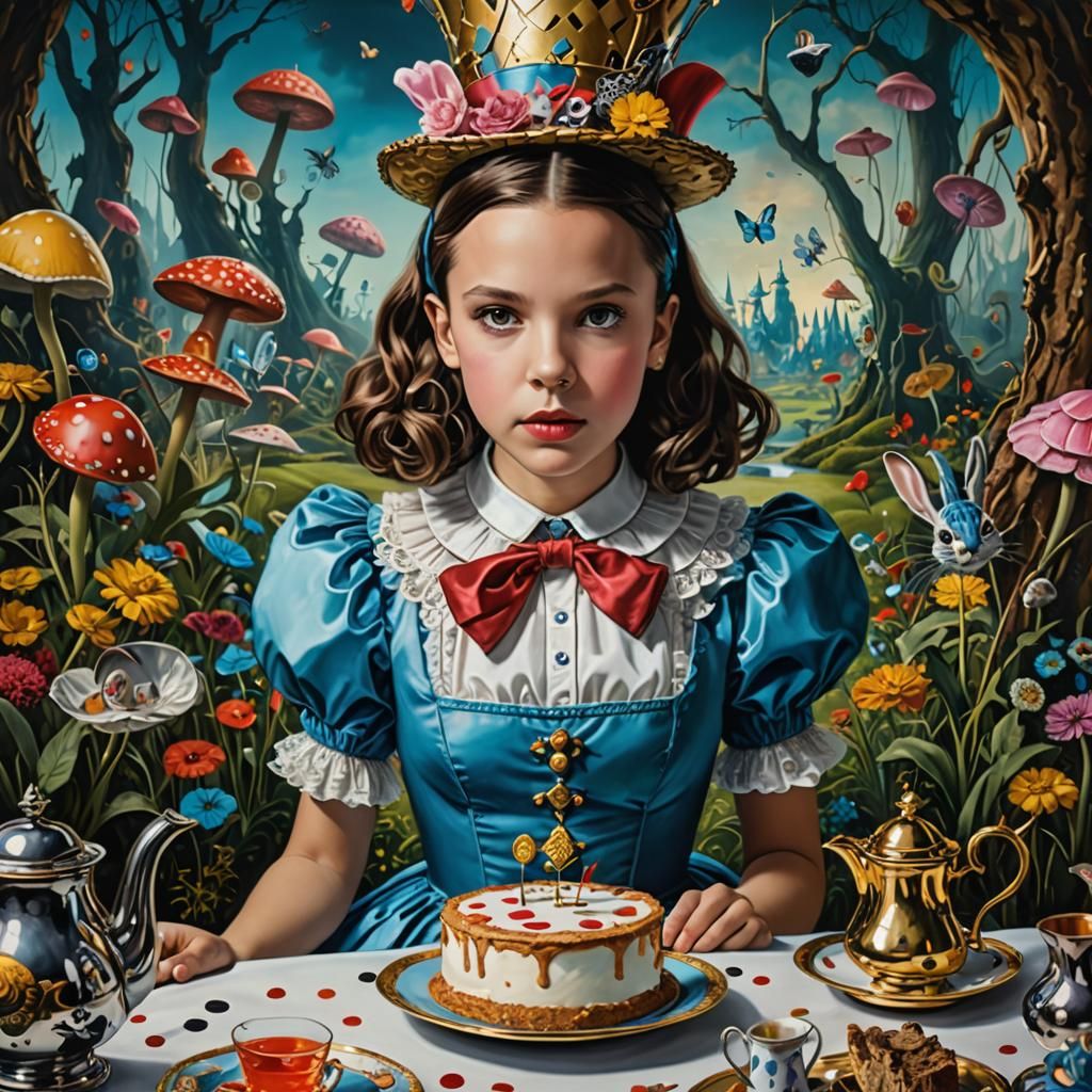 Alice in Wonderland in a Surrealist Dream