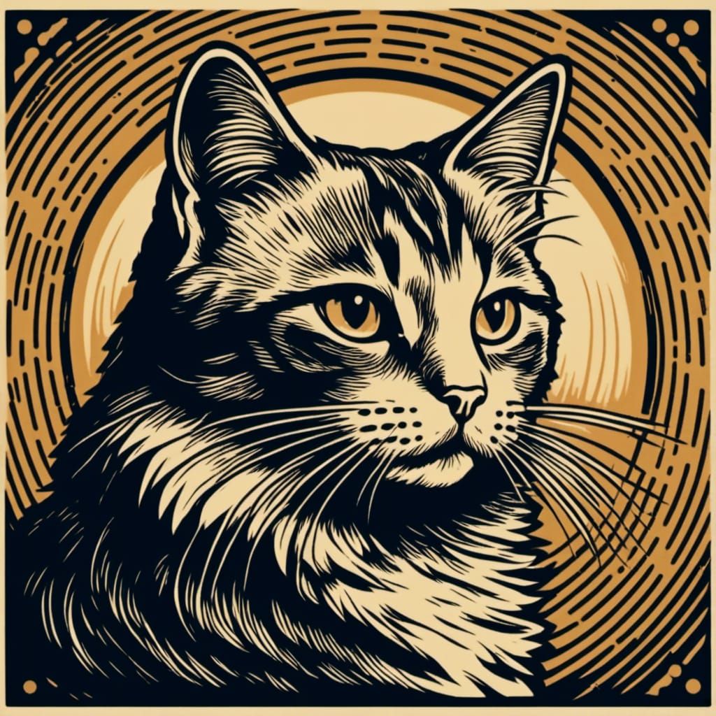 Stylized Cat with Bold Outlines in Cel-Shaded Style