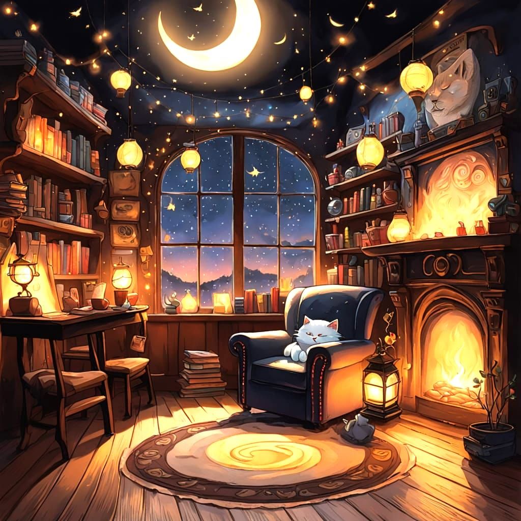 Magical Coffee Shop in Whimsical Ghibli Style