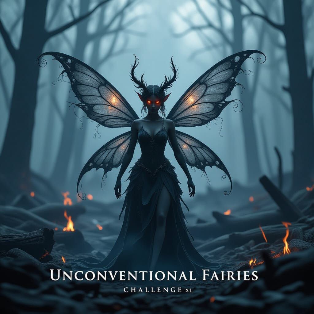 Smoke Fairy in Charred Forest, Film Noir Style