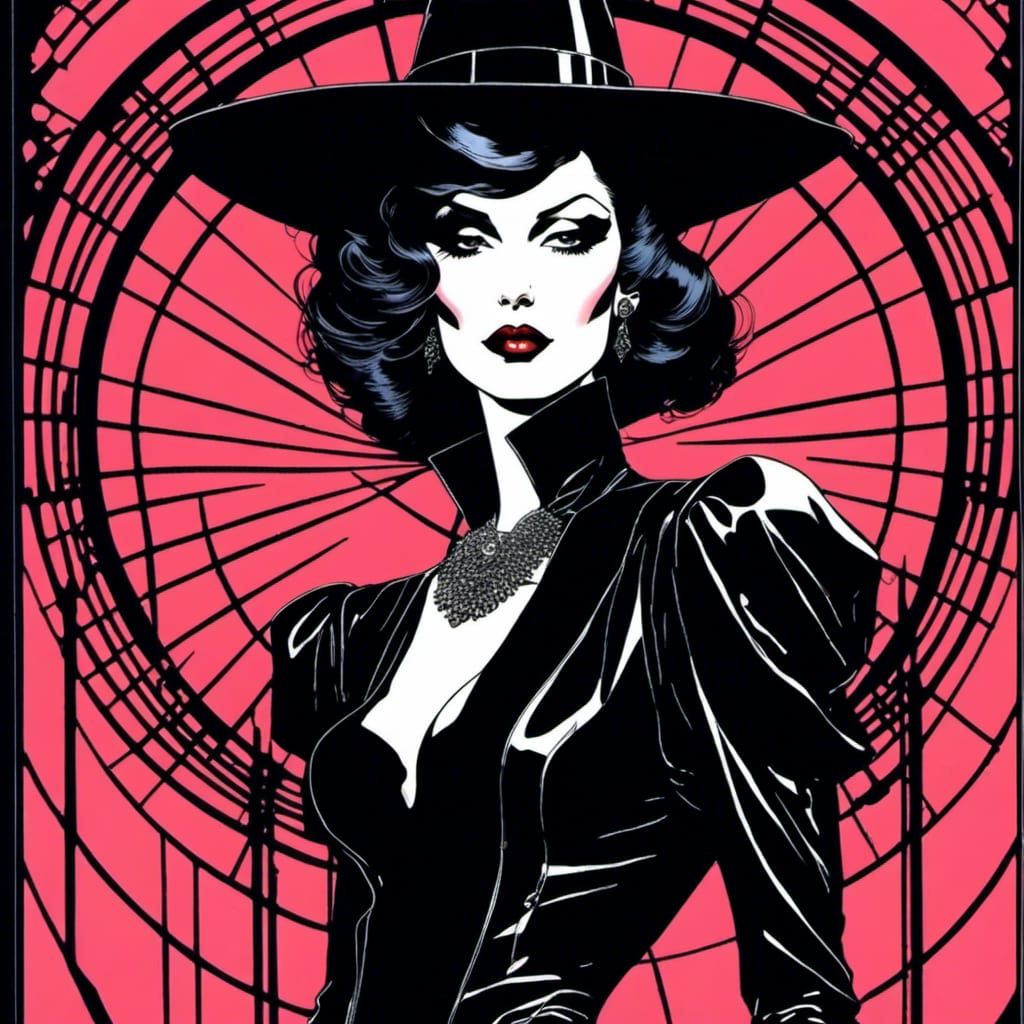 Glamour Witch in Gothic Pen and Ink Style