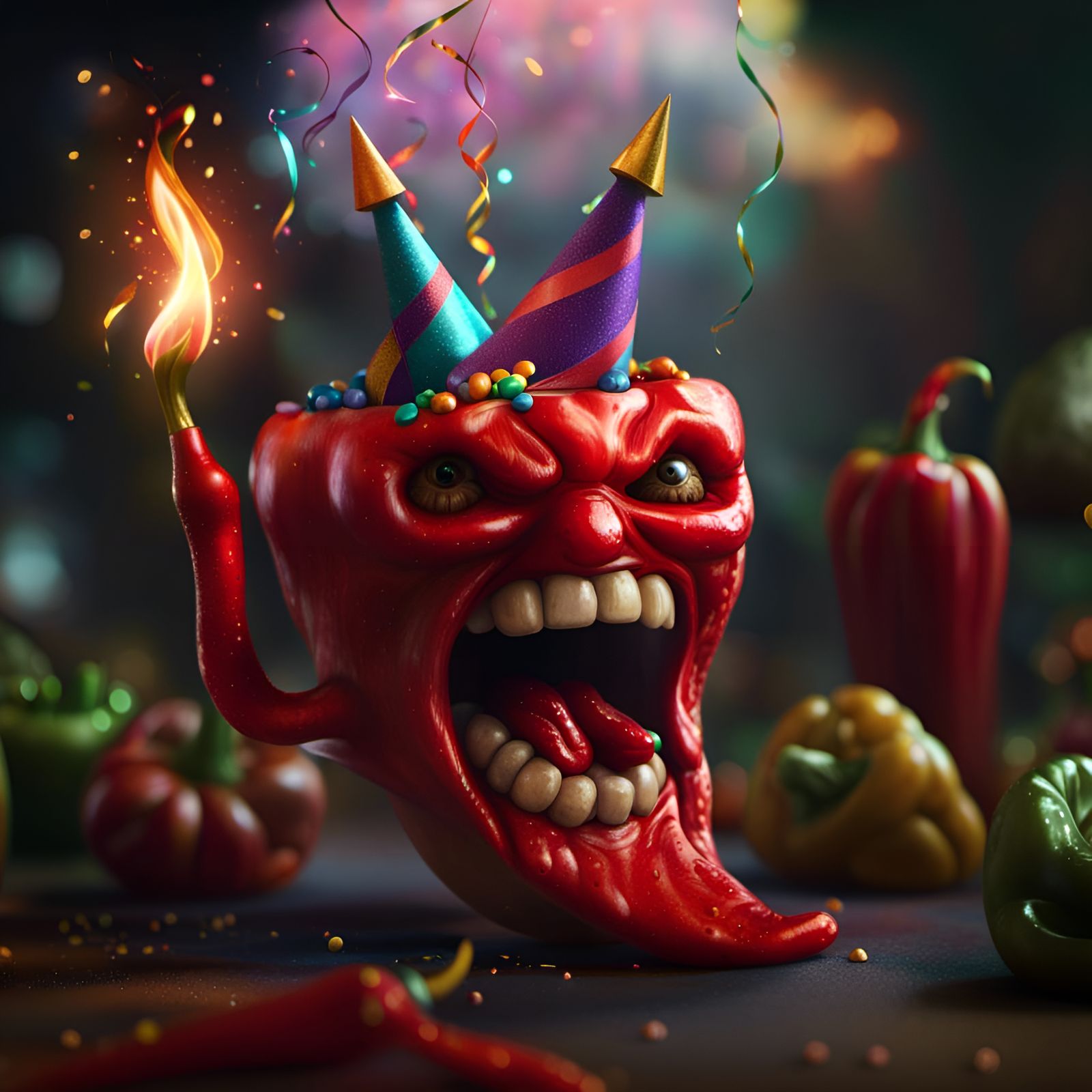 Angry Pepper Birthday Party: Detailed Matte Painting