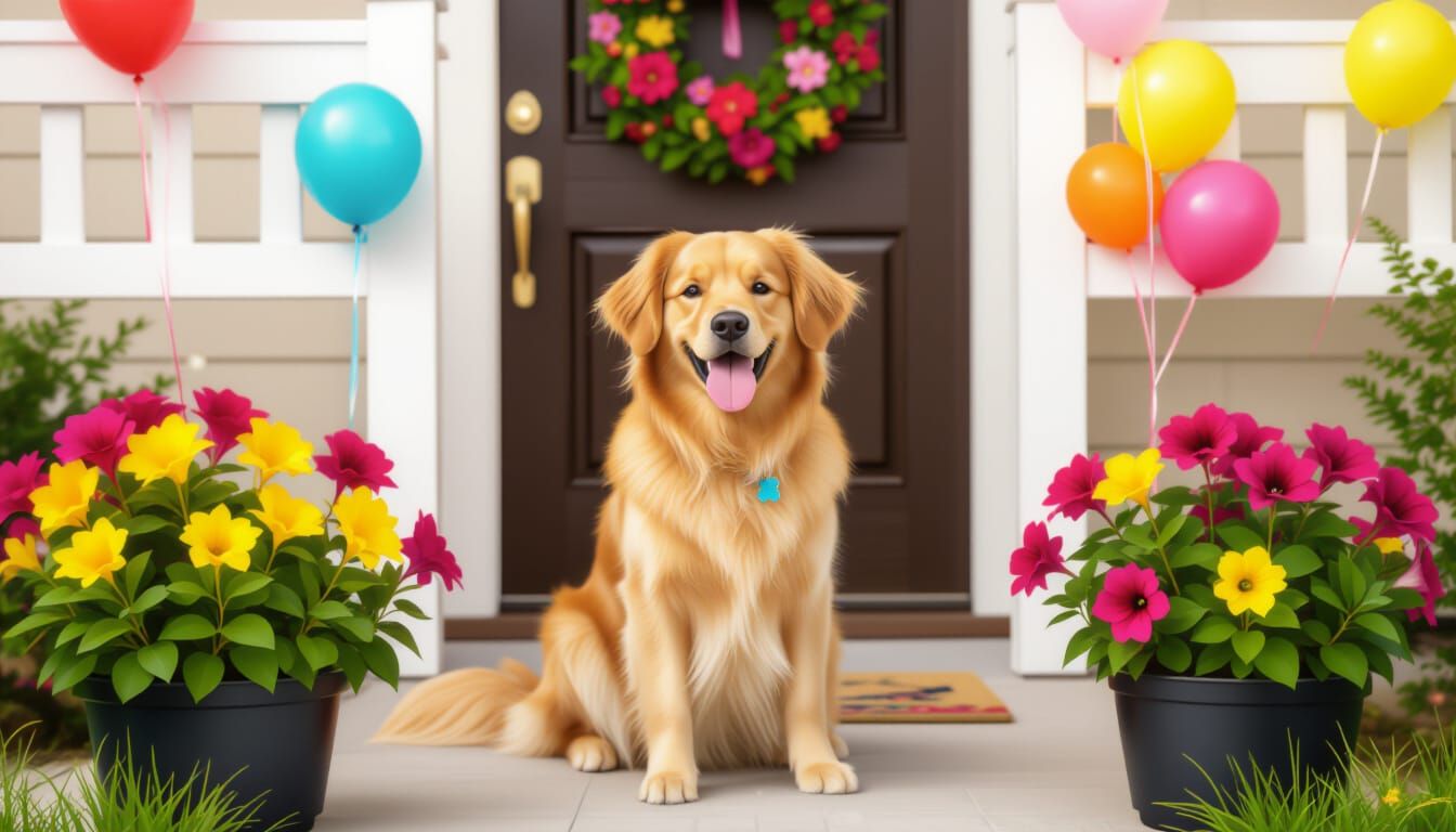 AI Generates Whimsical Scene of Home, Animals, Flowers, and ...