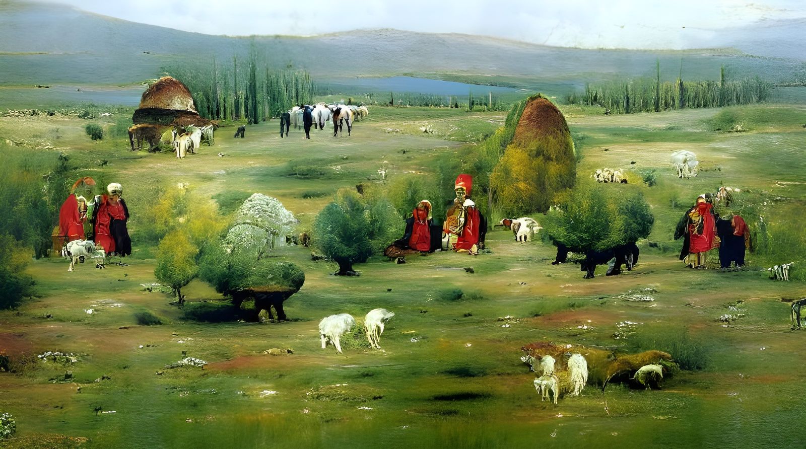 Idyllic Medieval Anatolian Village Scene