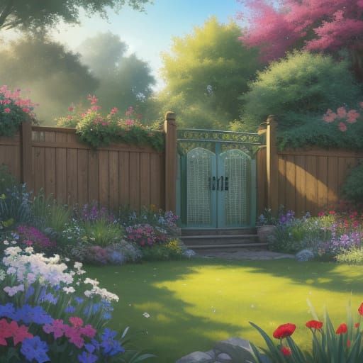 Vibrant Splash Art of Robins Singing on a Garden Fence