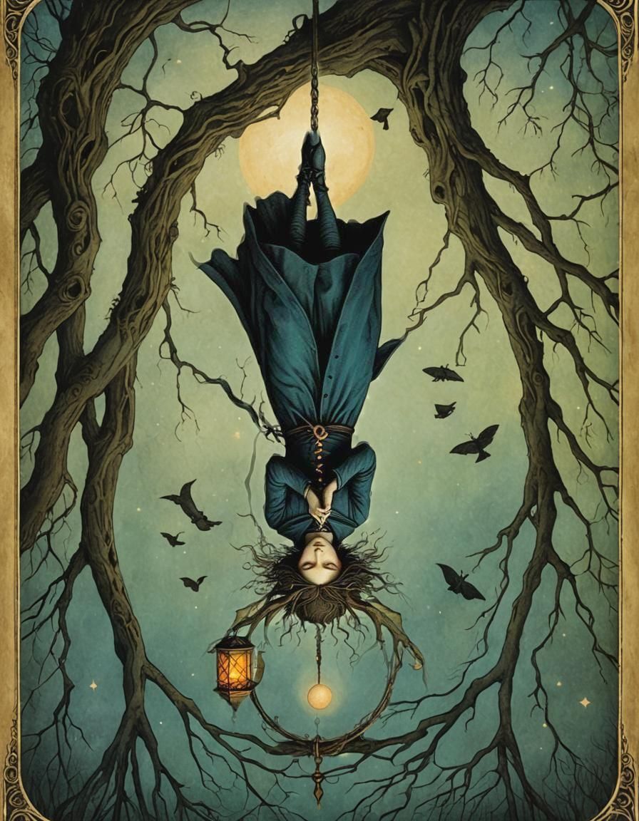 The Hanged Man Tarot Card in Visionary Style