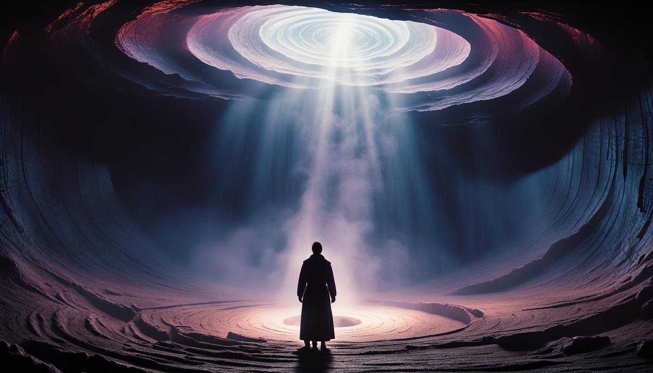 Mysterious Figure Dances with Ethereal Light in Dark Fantasy...