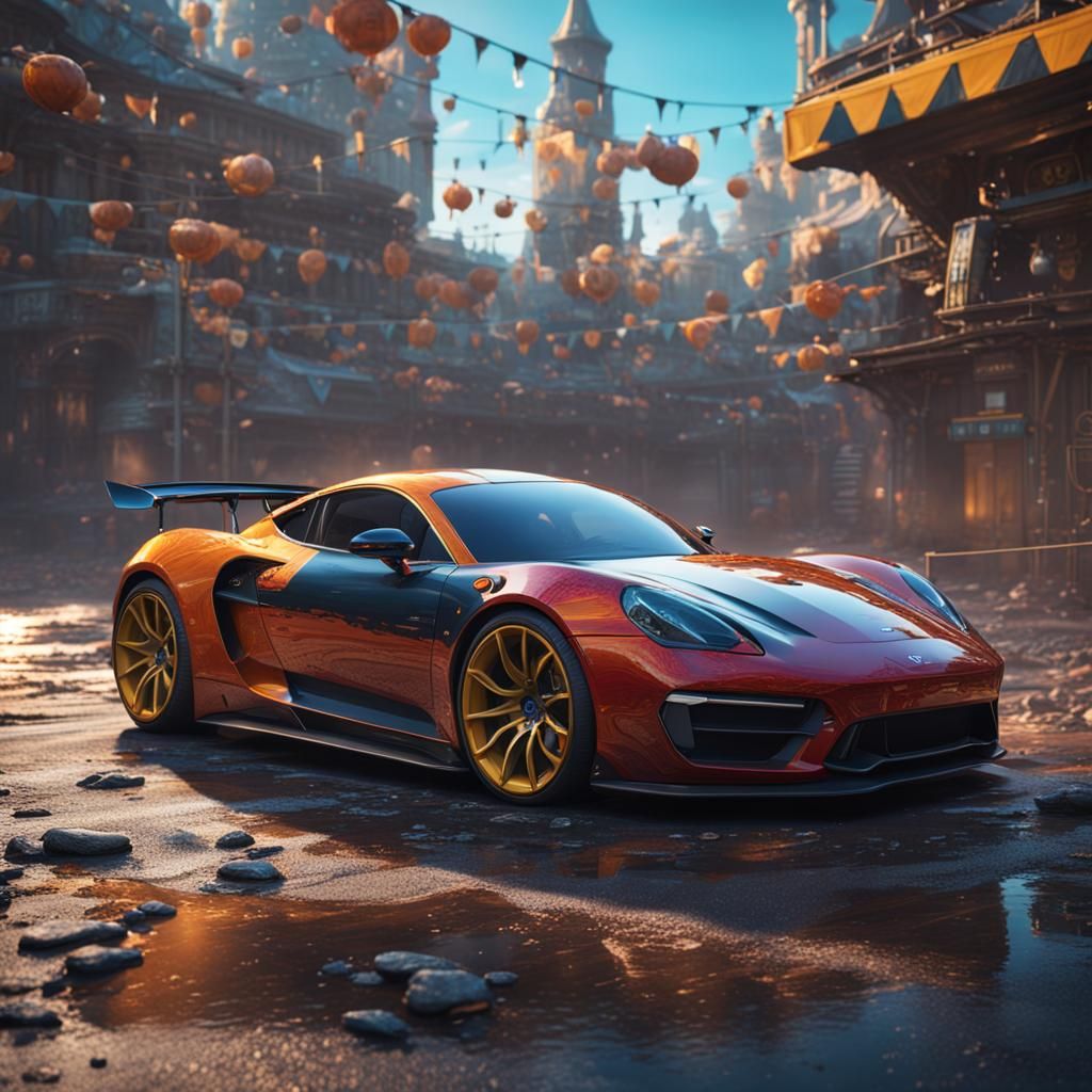 Detailed Matte Painting of a Sports Car