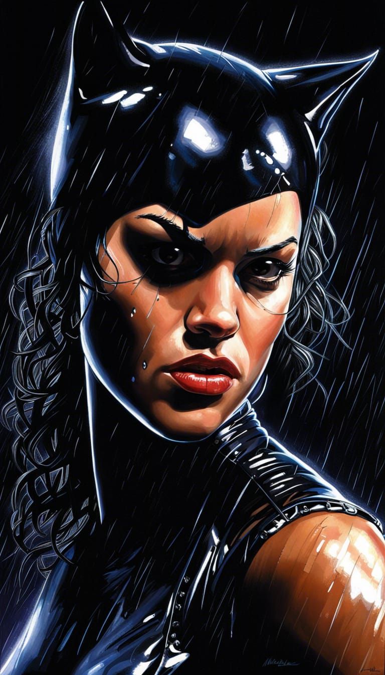 Michelle Rodriguez as Catwoman in Comic Book Style