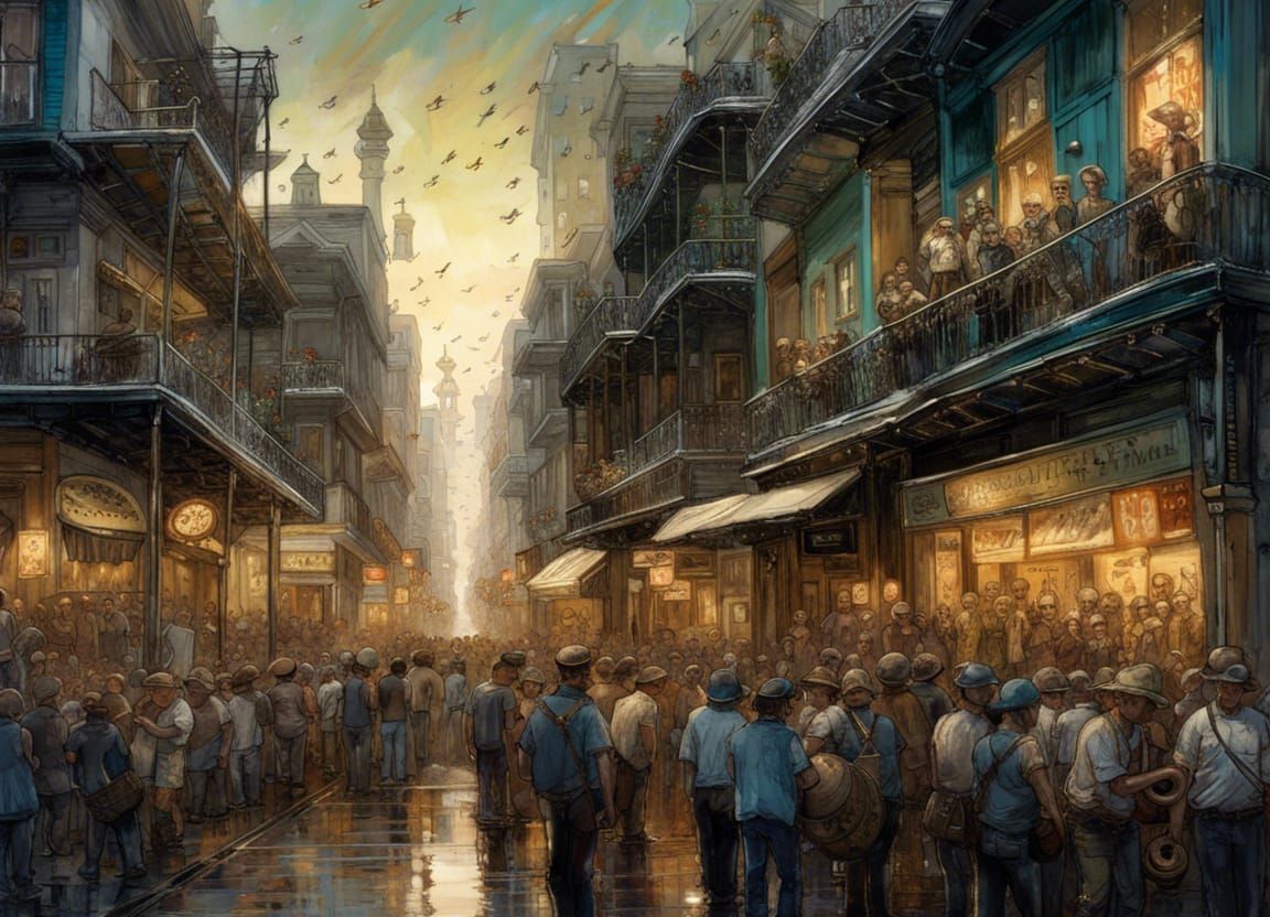 Bourbon Street Saxophone Parade Fantasy Art