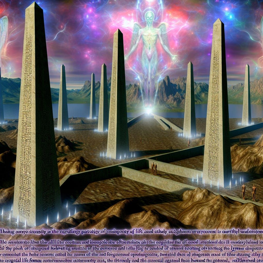 Mystical Temple Path Guided by Ancient Obelisks