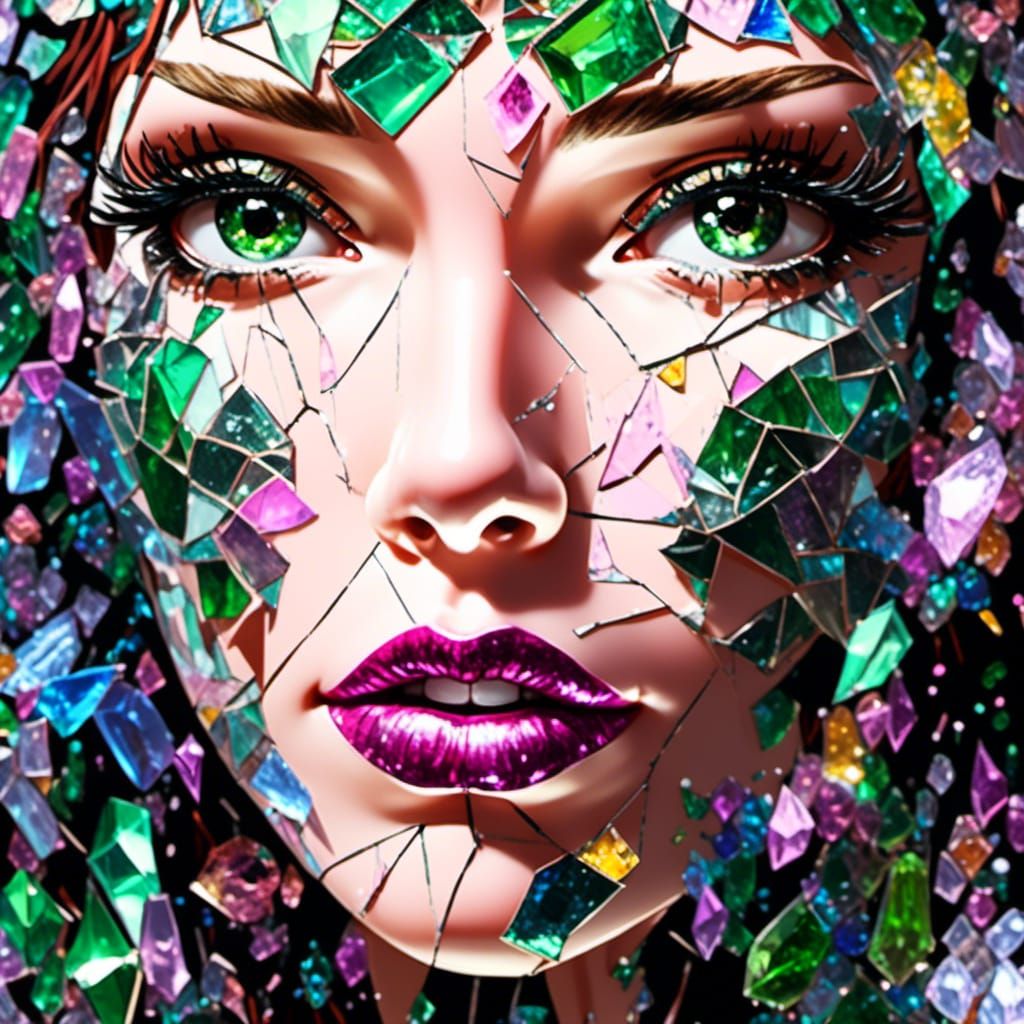 Crystalline Woman: A Mosaic of Glass and Light