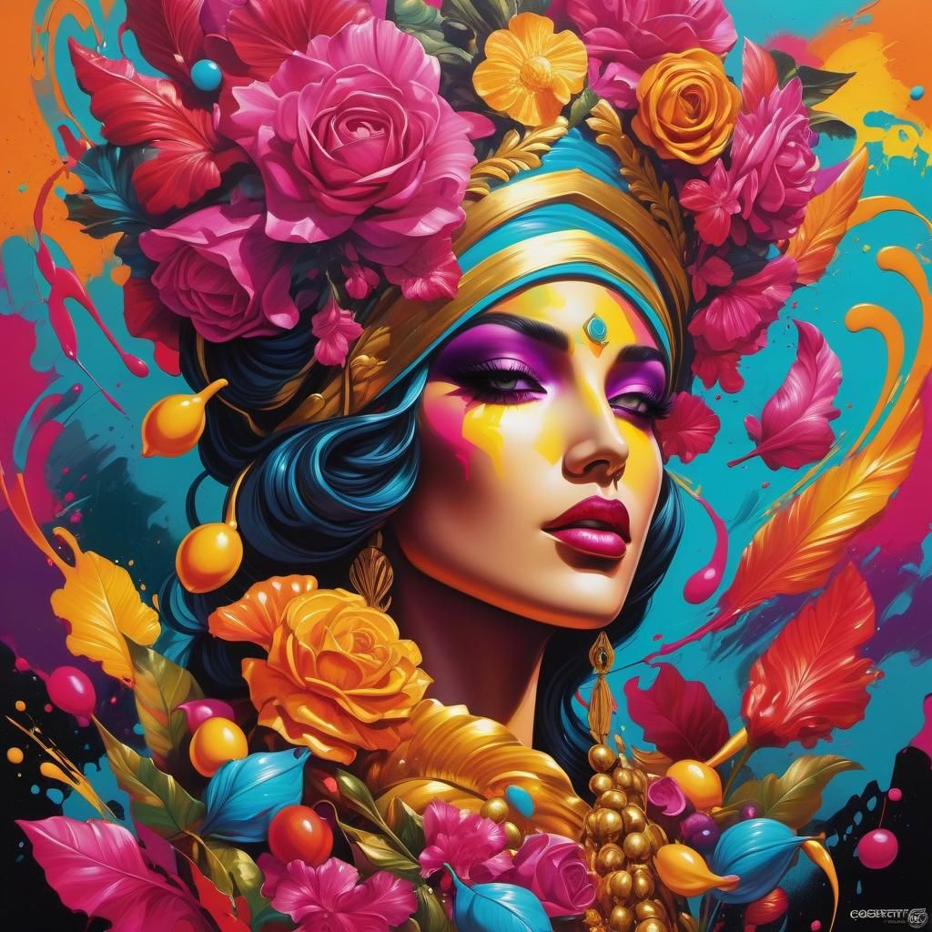 Goddess Fortuna in Graffiti Street Art Style