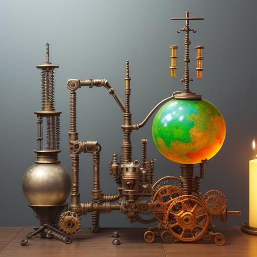 Intricate Mechanical Contraption in Industrial Style