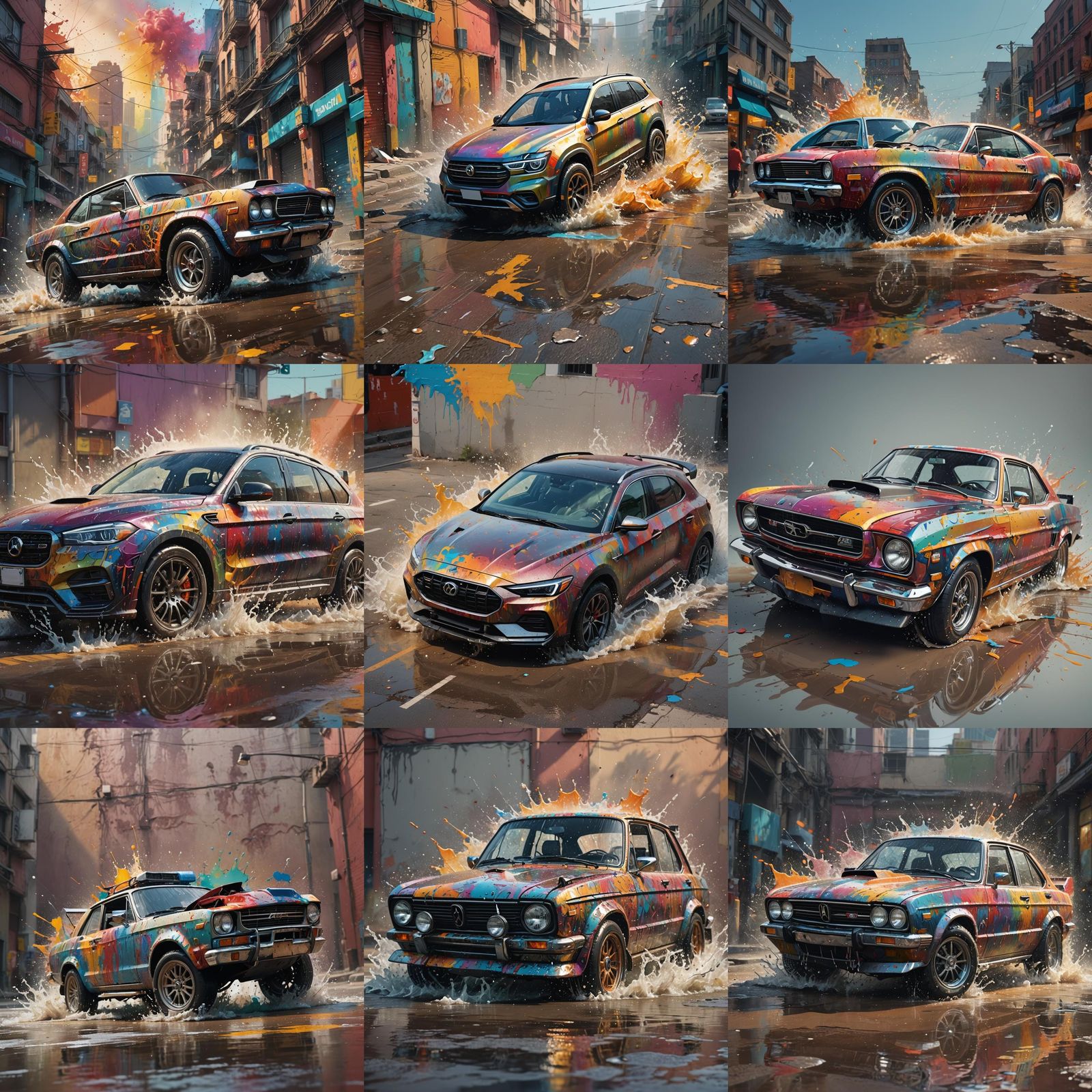 Hyperrealistic Car in Splash Art Style