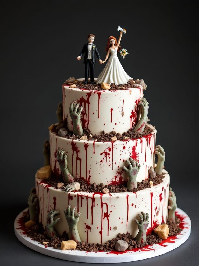 Zombie Survival Horror Wedding Cake: A Sweetly Terrifying Tr...