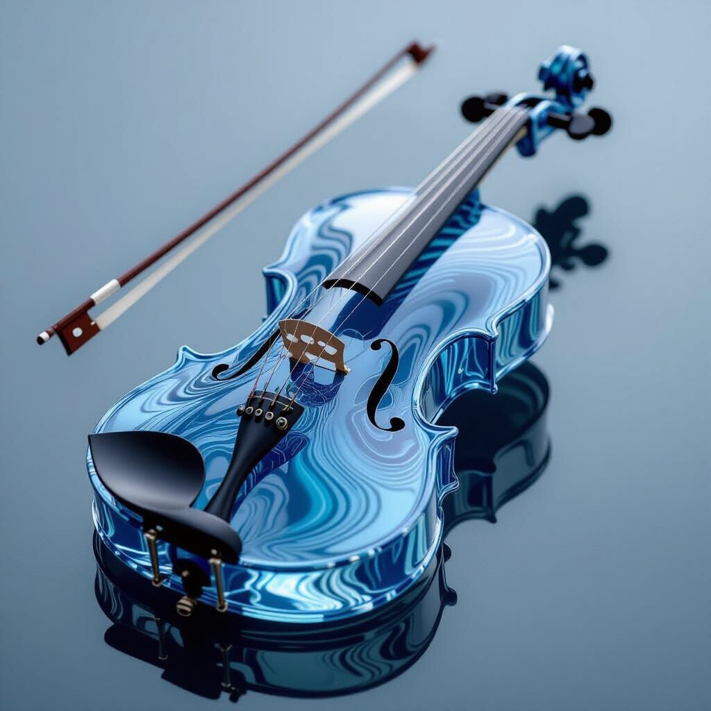Transparent Water Violin with Silver Strings and Moonlight B...