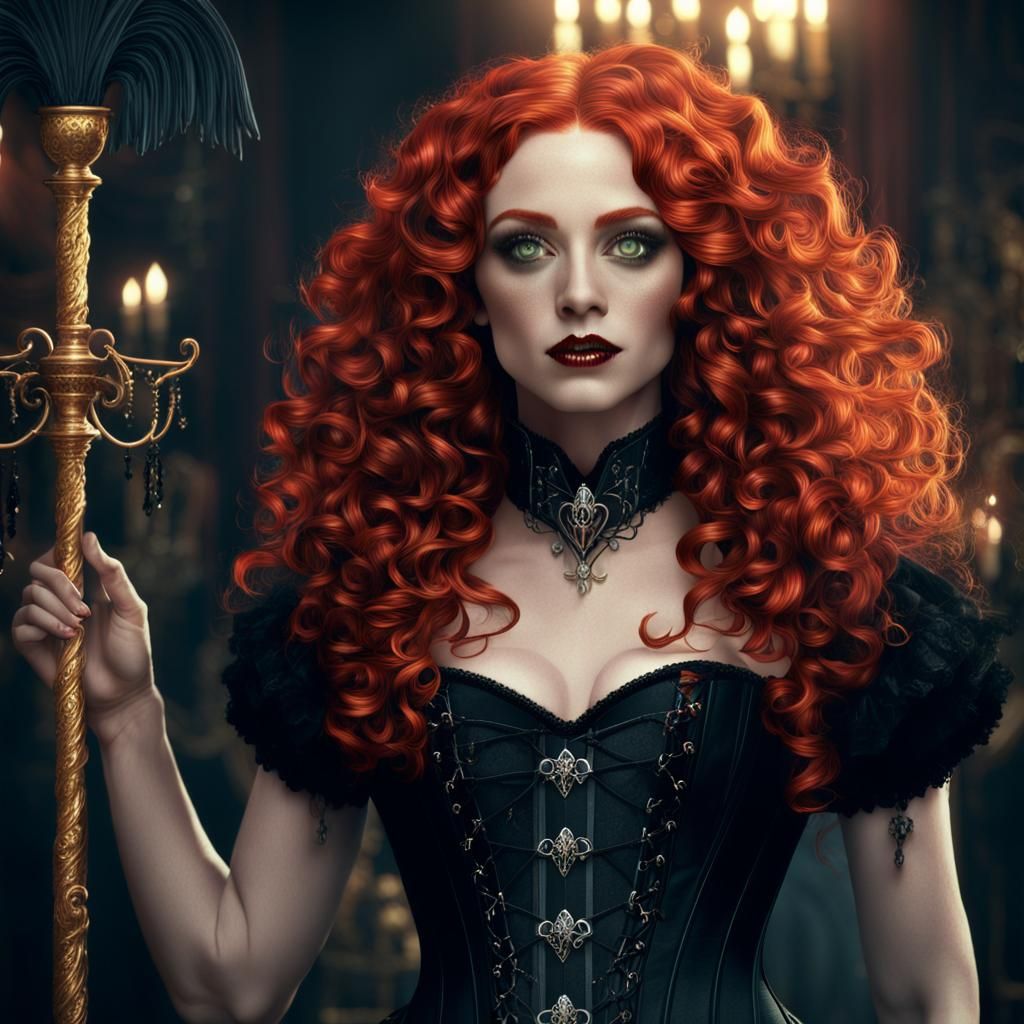 Alluring New Orleans Witch with Red Hair, Detailed Matte Pai...