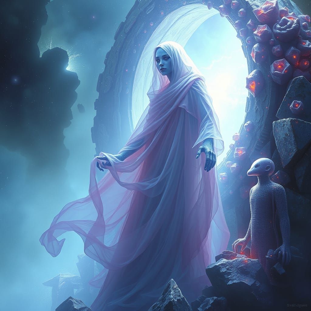 Ethereal Being Emerges from Cosmic Portal