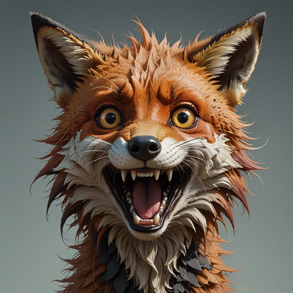 Shocked Red Fox Caricature in Photorealistic Style