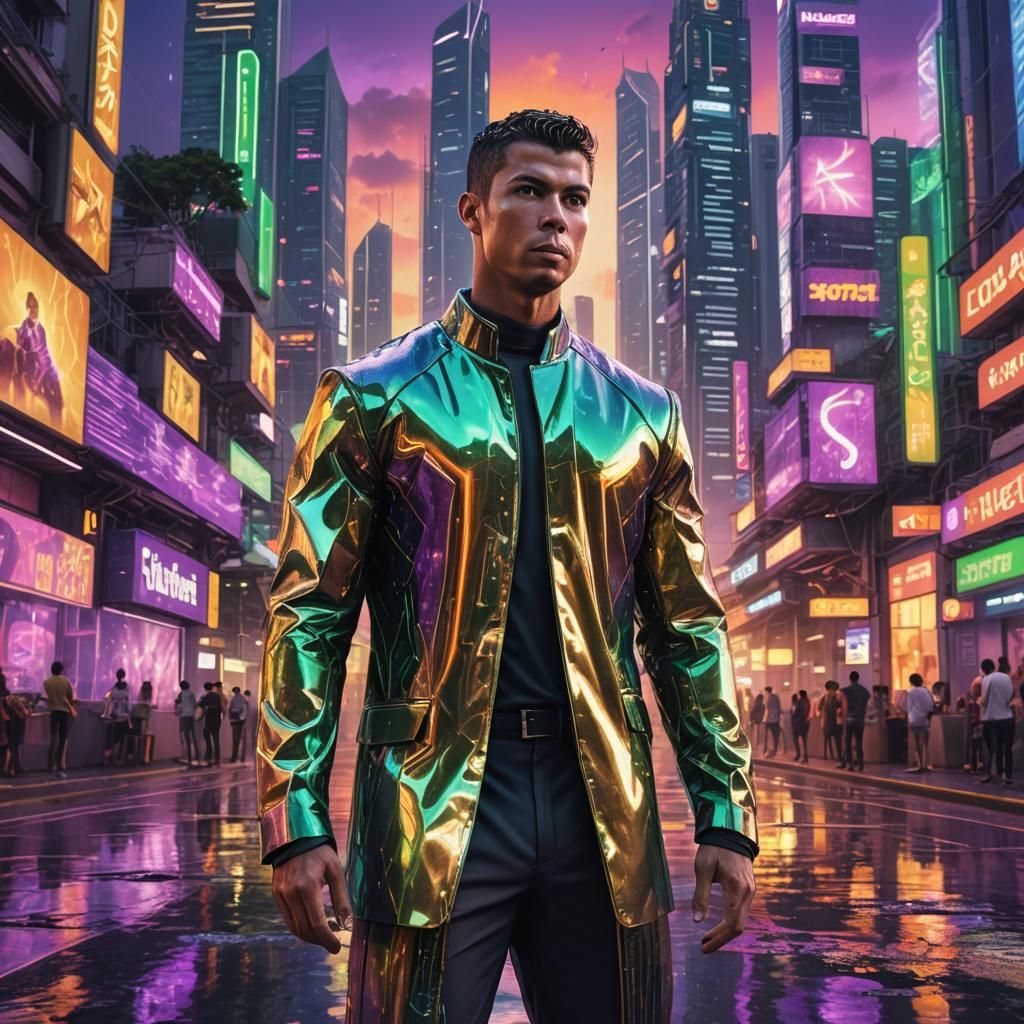 Ronaldo in Futuristic Singapore: Fantasy Concept Art