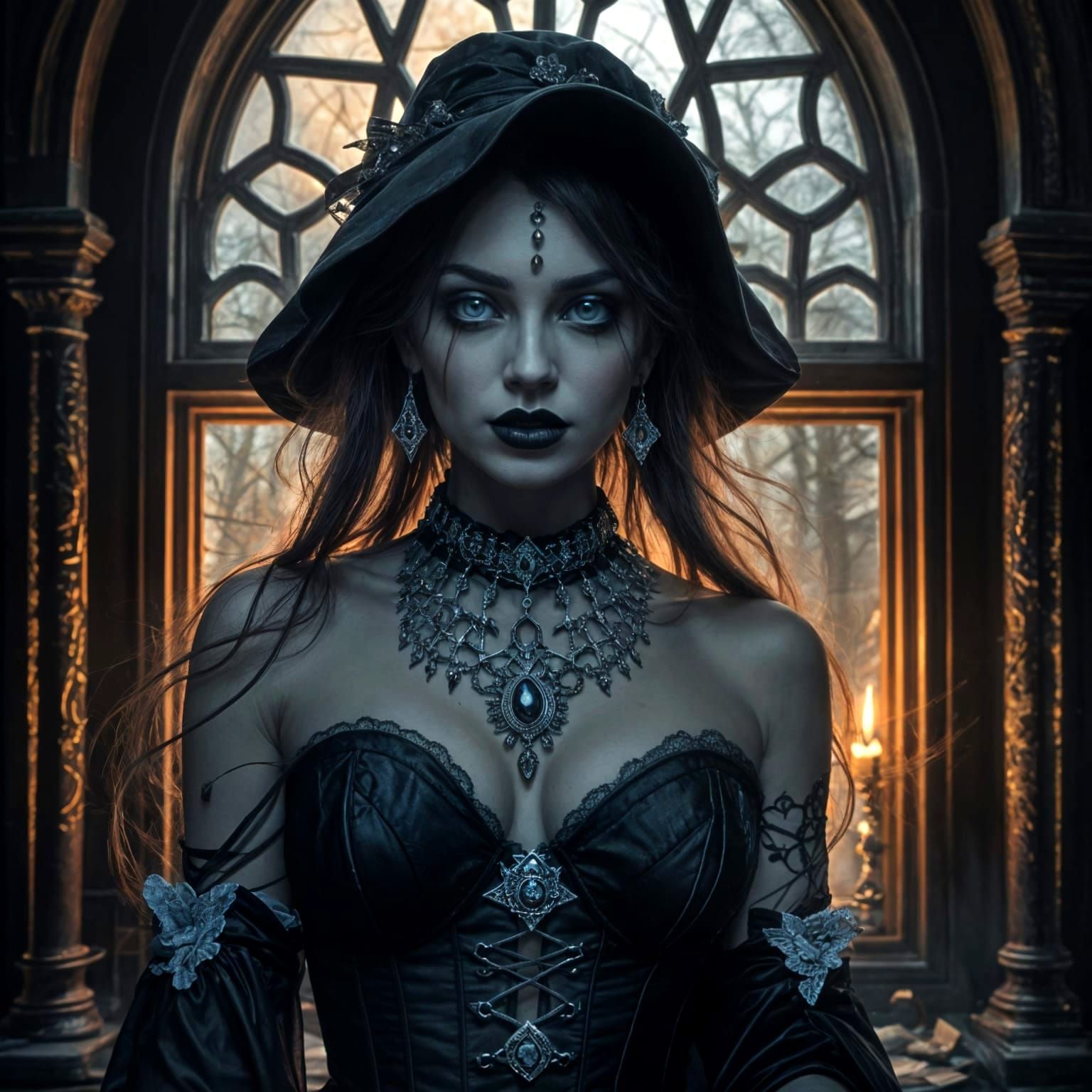 Ethereal Gothic Witch Conjures Magic in Mysterious, High-Con...