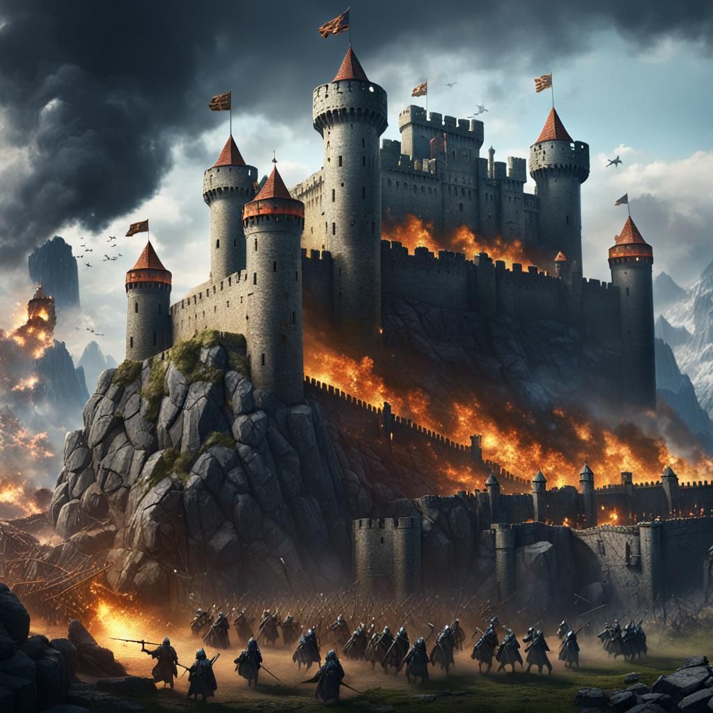 Medieval Castle Under Siege: Fantasy Concept Art