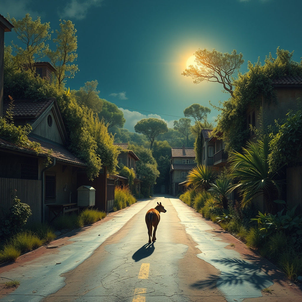 Nature Reclaims Abandoned City in Hyperrealistic Style