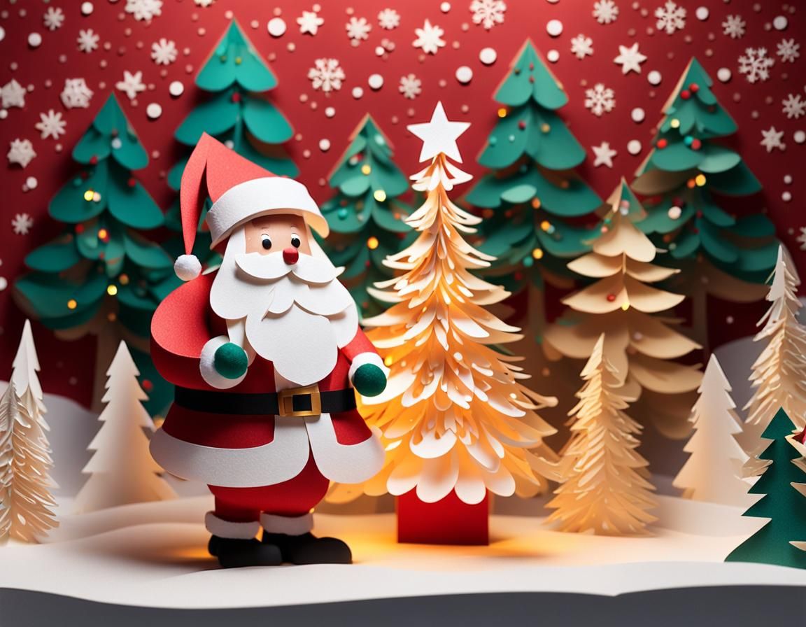 Santa Claus Christmas Tree in 3D Paper Art