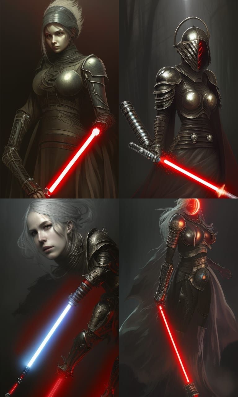 Futuristic Firekeeper with Lightsaber: Concept Art Portrait