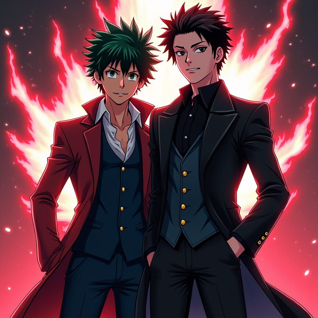 Damon Salvatore and Deku in Anime Style