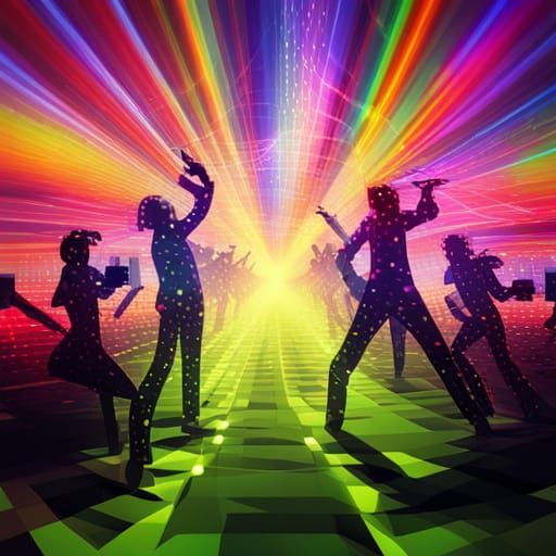 Disco Dancing Shadows in Low Poly Op Art
