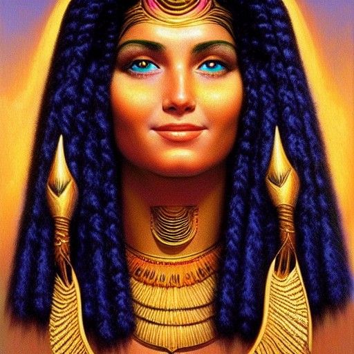 Goddess Hathor Portrait in Oil Painting Style