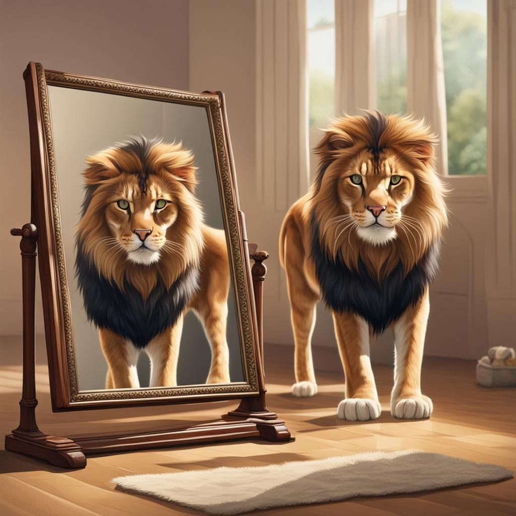 Cat's Reflection: Seeing a Lion in the Mirror