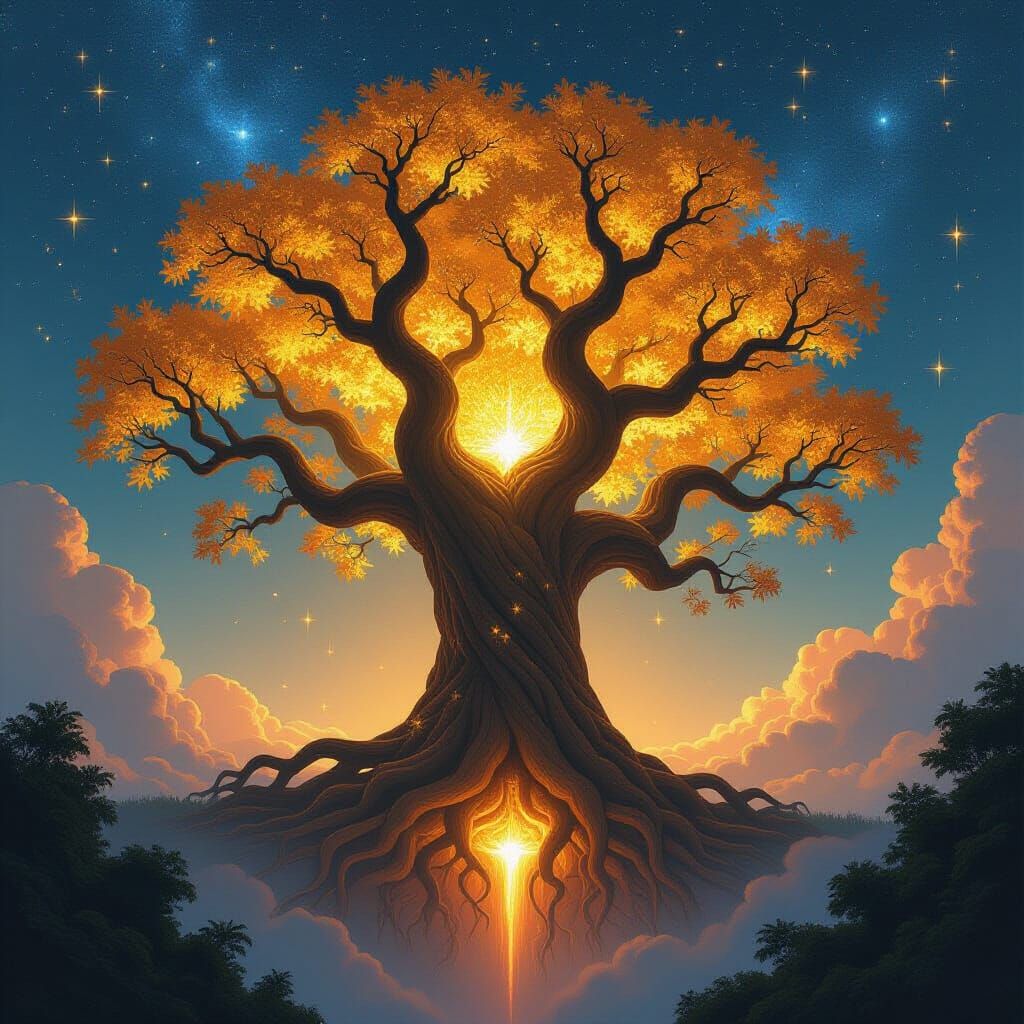 Golden Tree Between Abyss and Stars