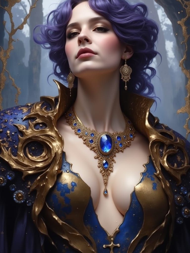 Lady in Opulent Jewel-Toned Regalia, Dark Souls-Era Fantasy