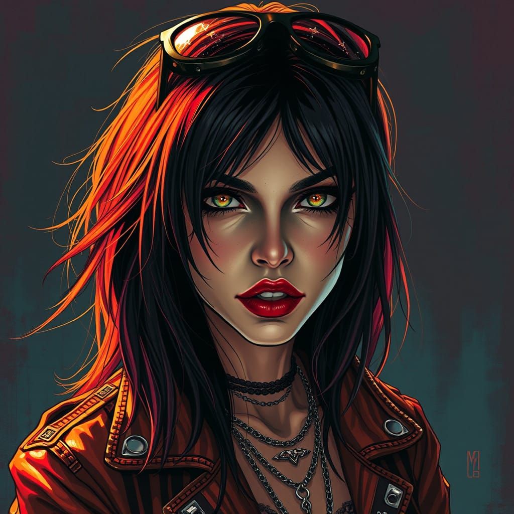 Emo Goddess in Dark Surrealist Dreamscape