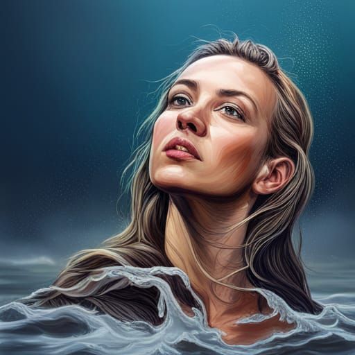 Hyperrealistic Faces Emerge from Water: Splash Art