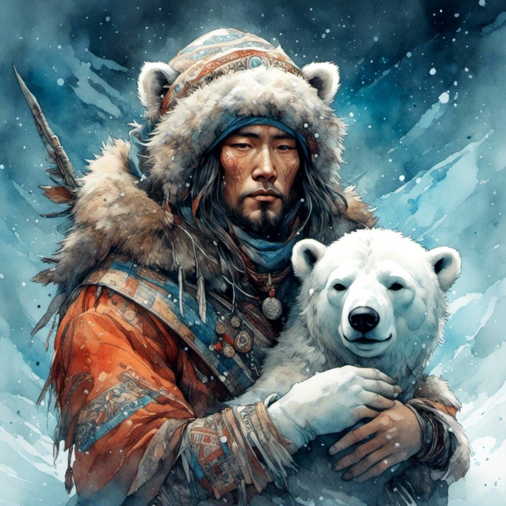 Intuit man hugging a polar bear