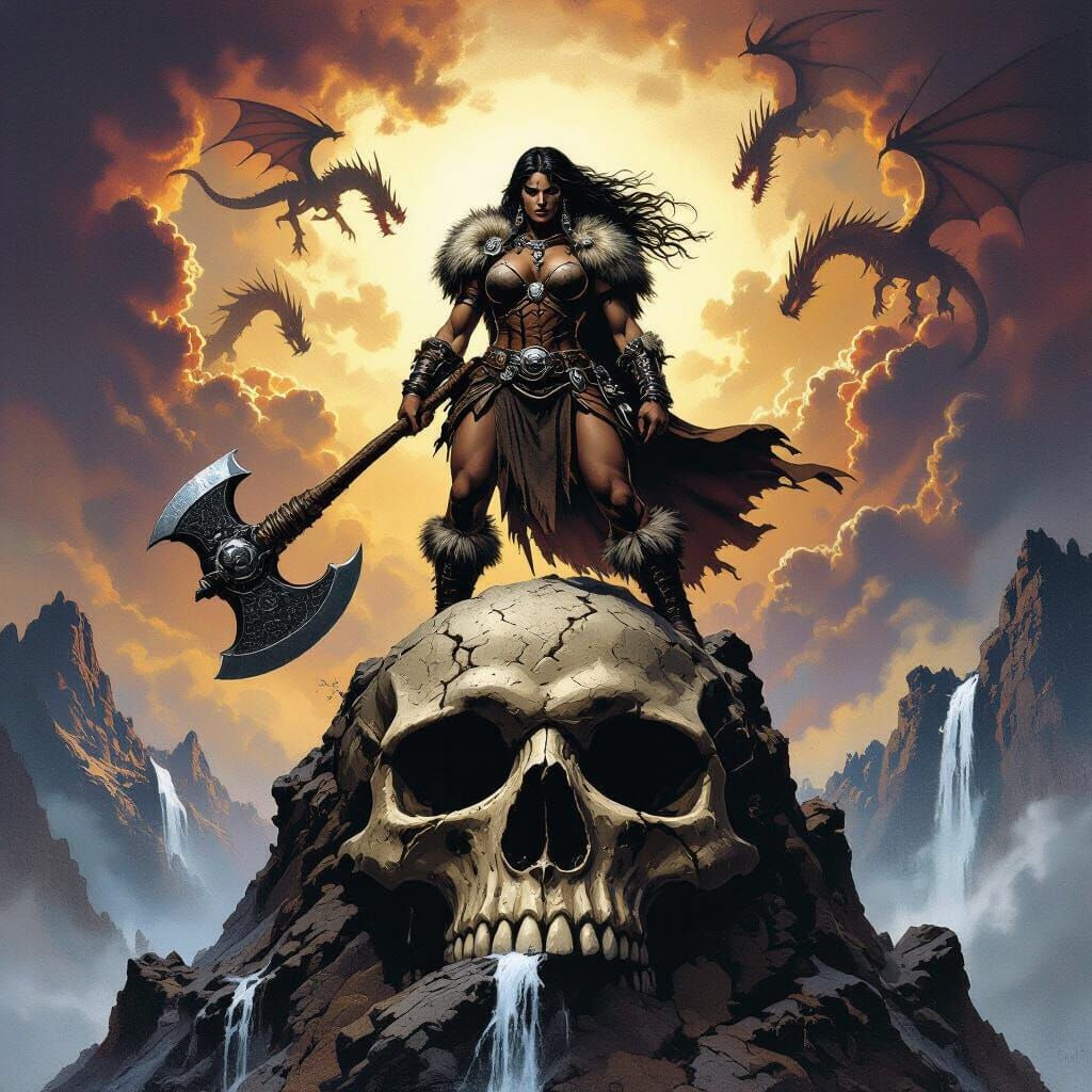 Barbarian Queen on Skull Mountain, Comic Book Art