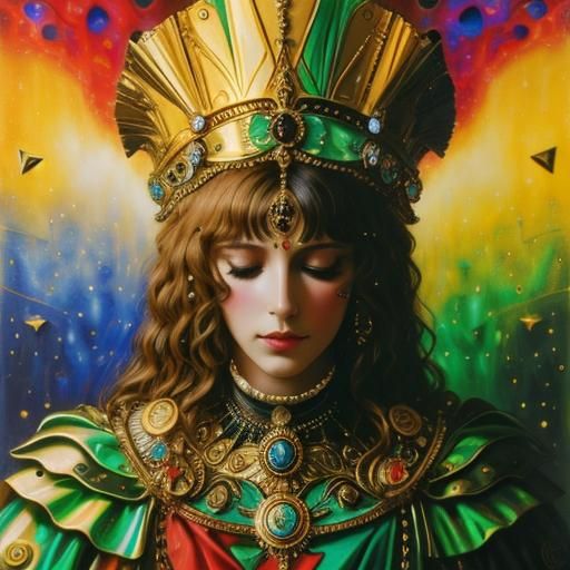 Klimt-Inspired 3D Rendering with Gold and Silver