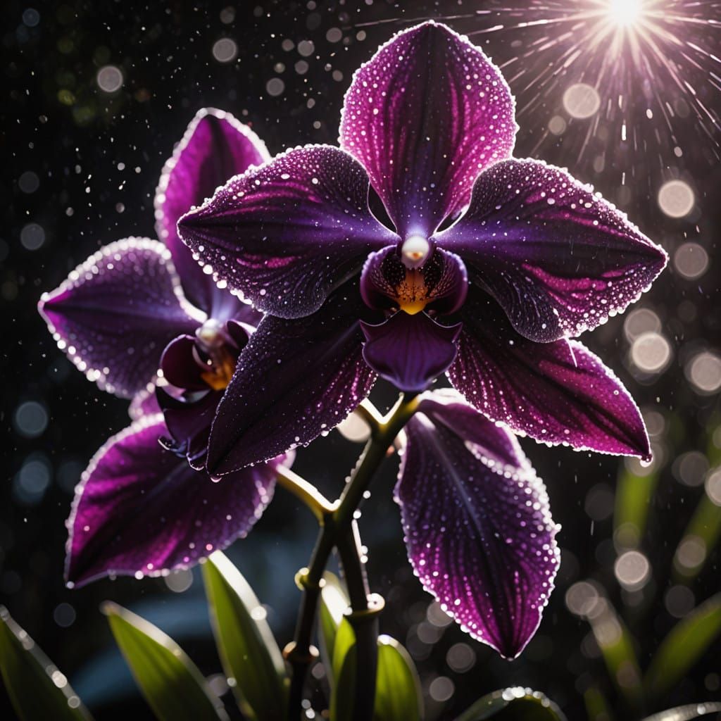 Ethereal Morning Orchid in Velvet Darkness