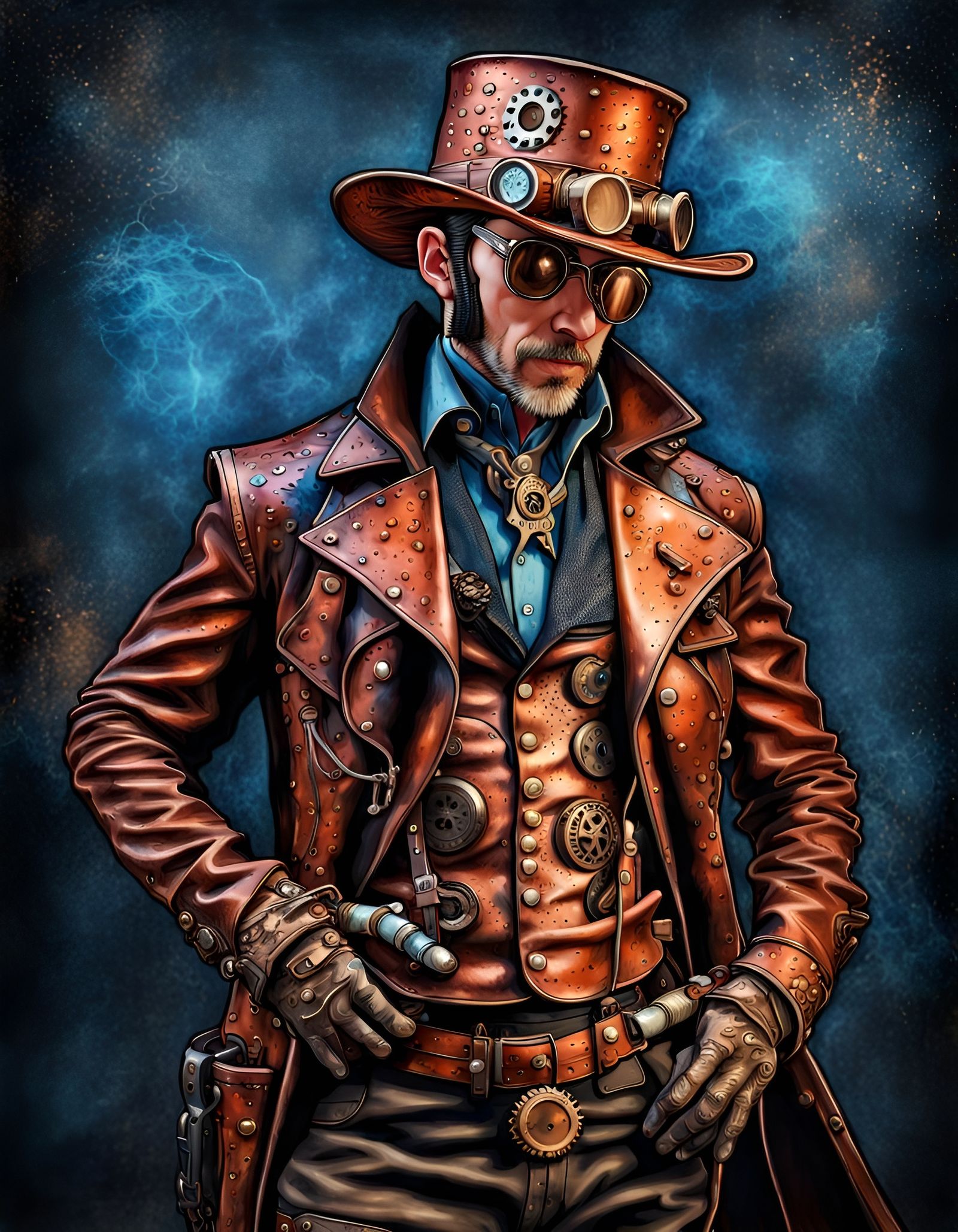 Steampunk Cowboy in Retro Photo Style