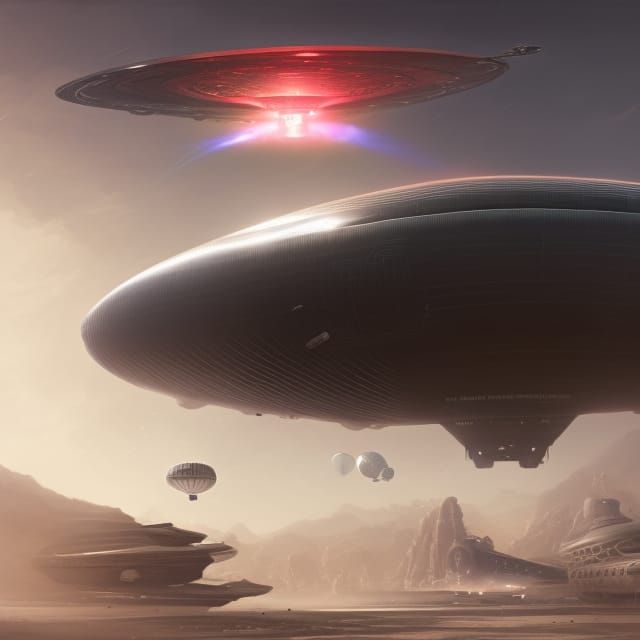 Sci-Fi Alien Invasion with Flying Saucer