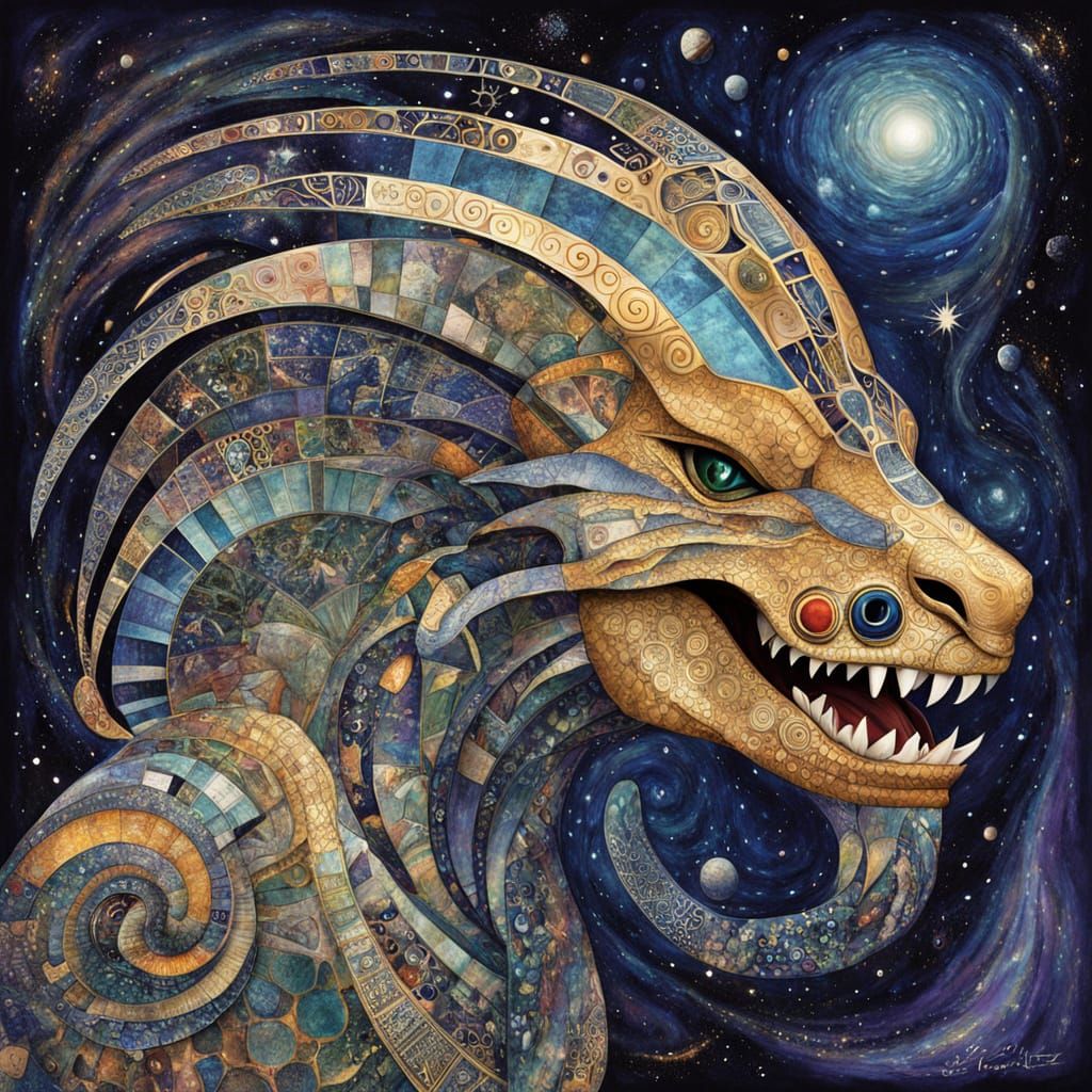 Cosmic Lifeform Evolution in Art Deco Style