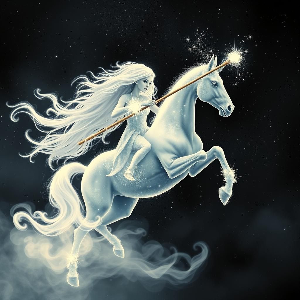 Ethereal Sagittarius Centaur in Starry Cosmic Scene