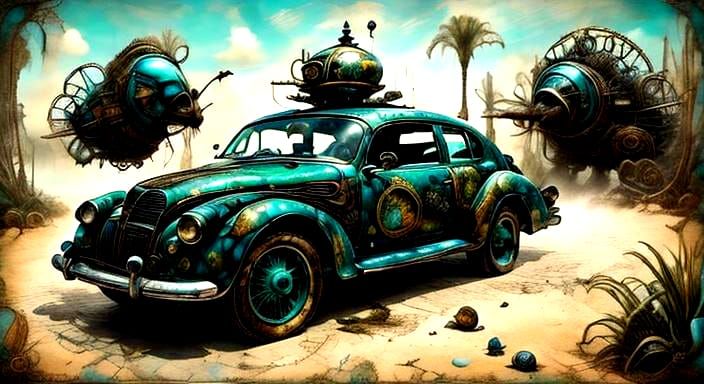 Steampunk Aliens on Clockwork Planet in Flight