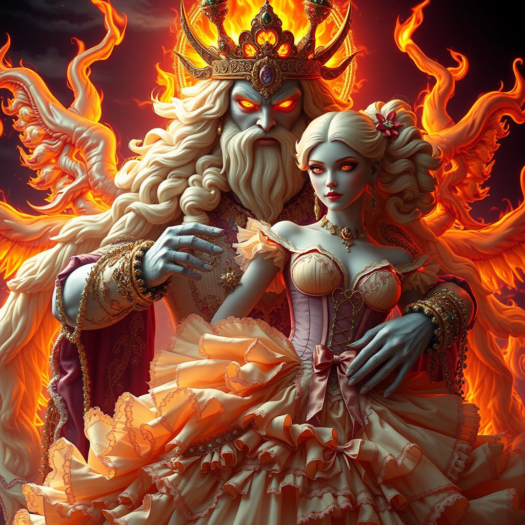 God of Fire Buttons Bride's Dress