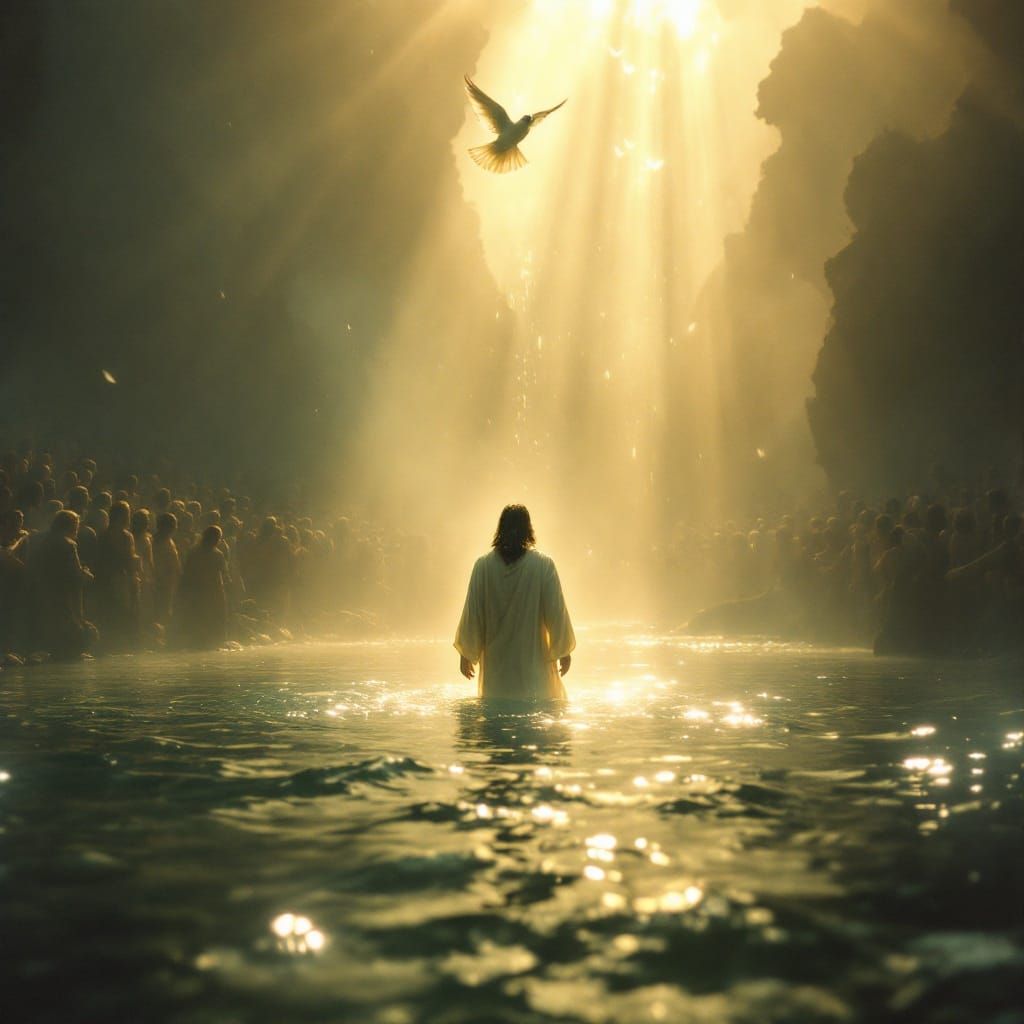 The Baptism of Jesus in Golden Light