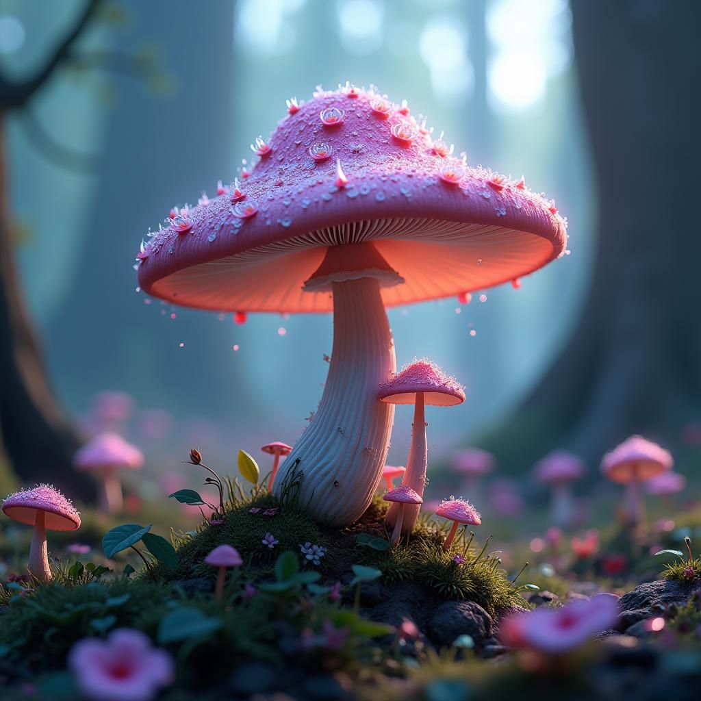 Whimsical Fairy Tale Mushroom in a Mystical Forest